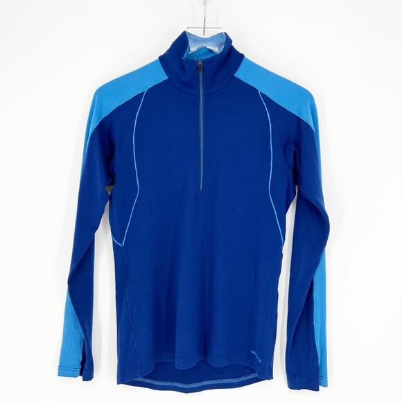 Patagonia 1/2 Zip Performance Base Layer Wool Blend Pullover XS Blue - Picture 1 of 6